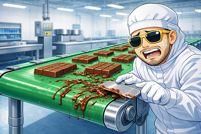 樹脂ベルトにひっついたチョコレートが取れない